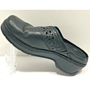 KLOGS Unisex 10M Black Clogs Mules Laser Cut Slip Resist Leather Goth Grunge